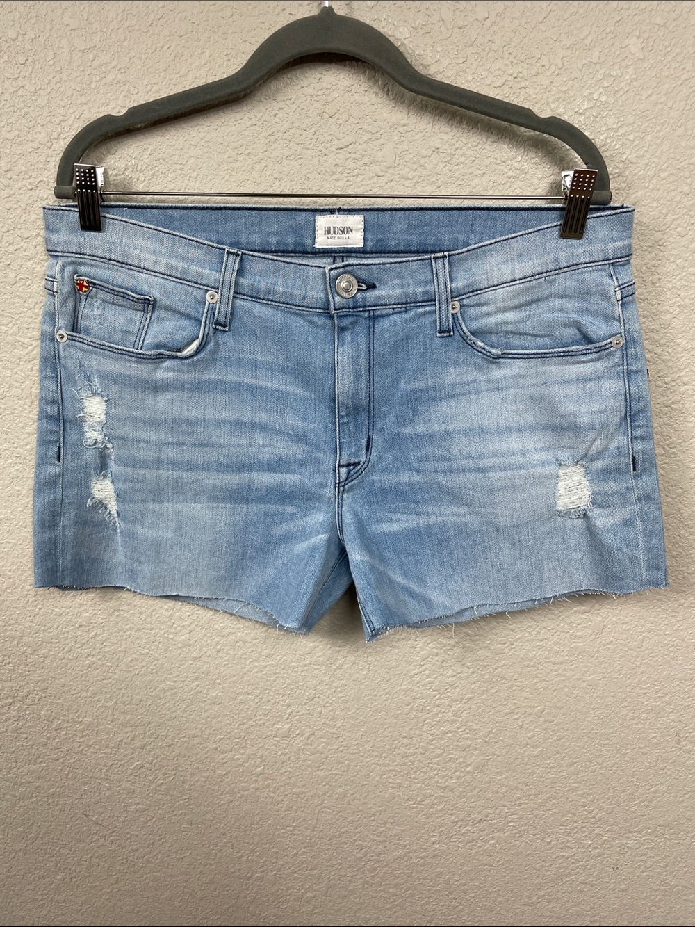 New Hudson Finn Boy Cut Off Jean Shorts Sz 31